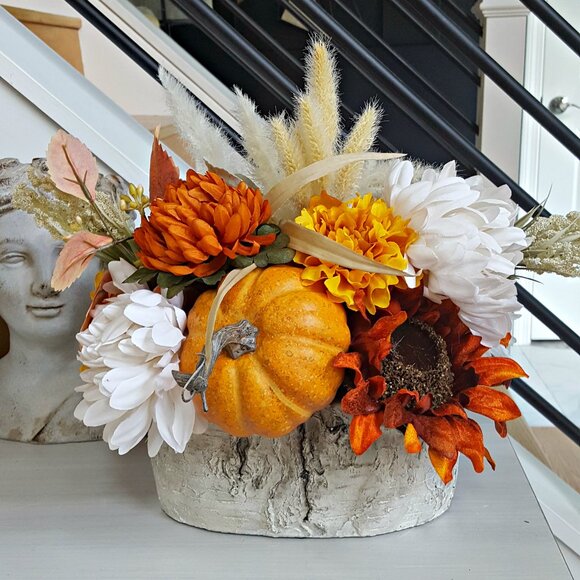 NEW! EXQUISITE FARMHOUSE BOHO Pumpkin FLORAL DECOR - Picture 1 of 5